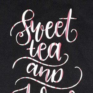 Handmade Sweet Tea & Jesus Graphic T-shirt Graphic Letters on the Right Side